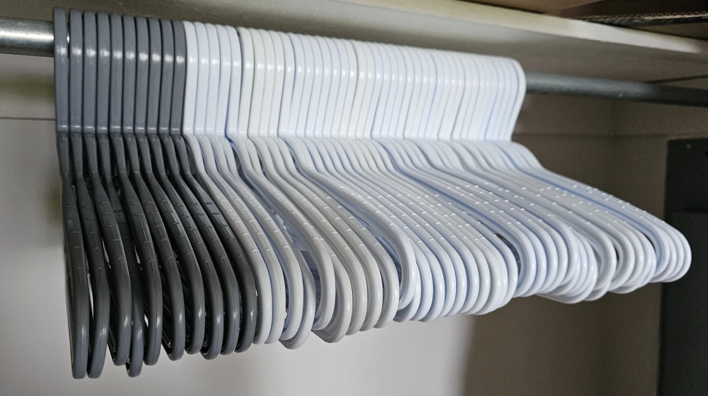 Bulk Pack of 50 Plastic Clothes Hangers - White and Grey - photo 2