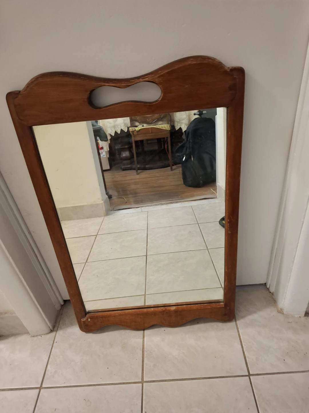 Wooden Mirror with Handle
