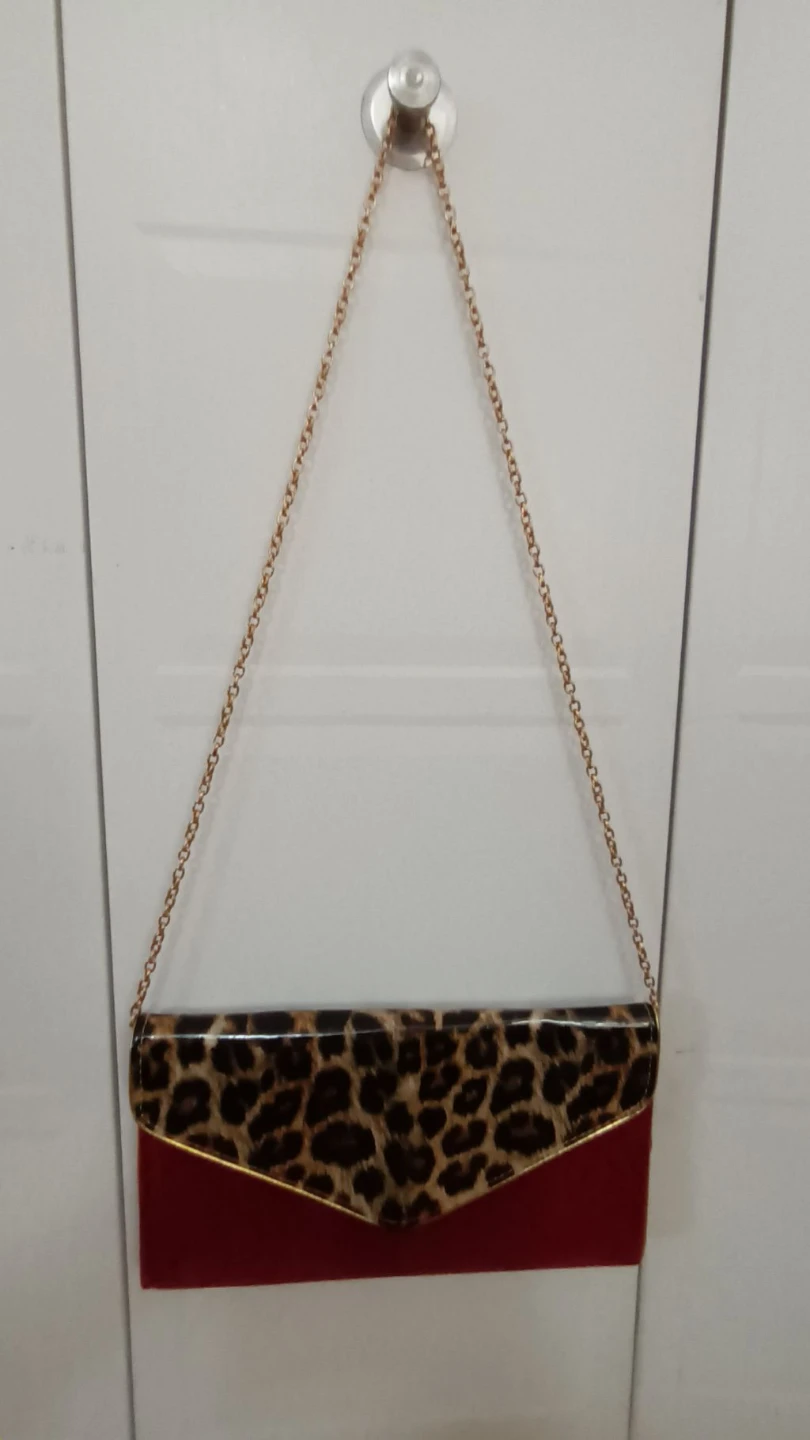 Clutch Purse with Chain - Leopard Print & Red - photo 2