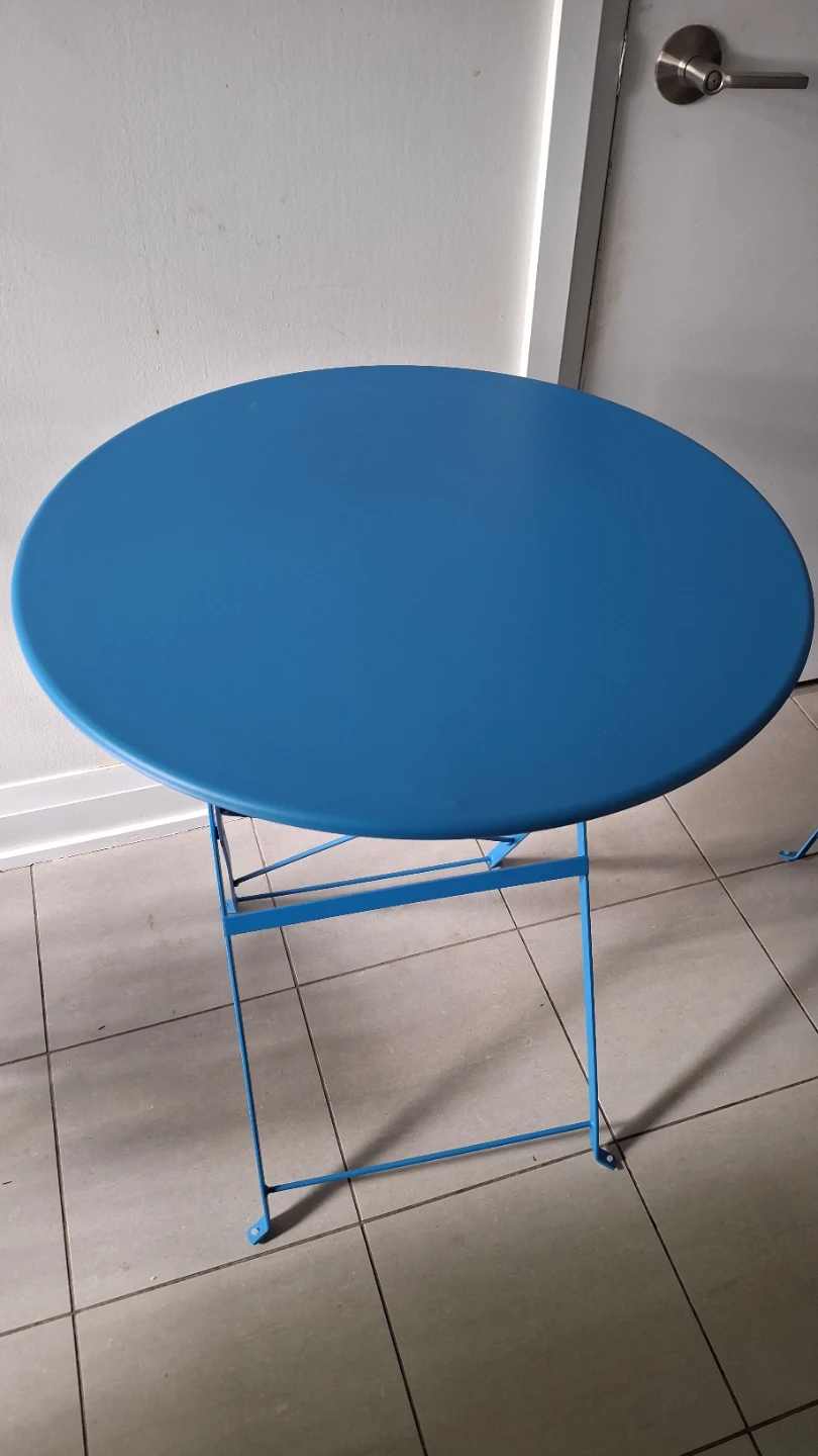 Blue Folding Bistro Table and Chair Set - photo 3