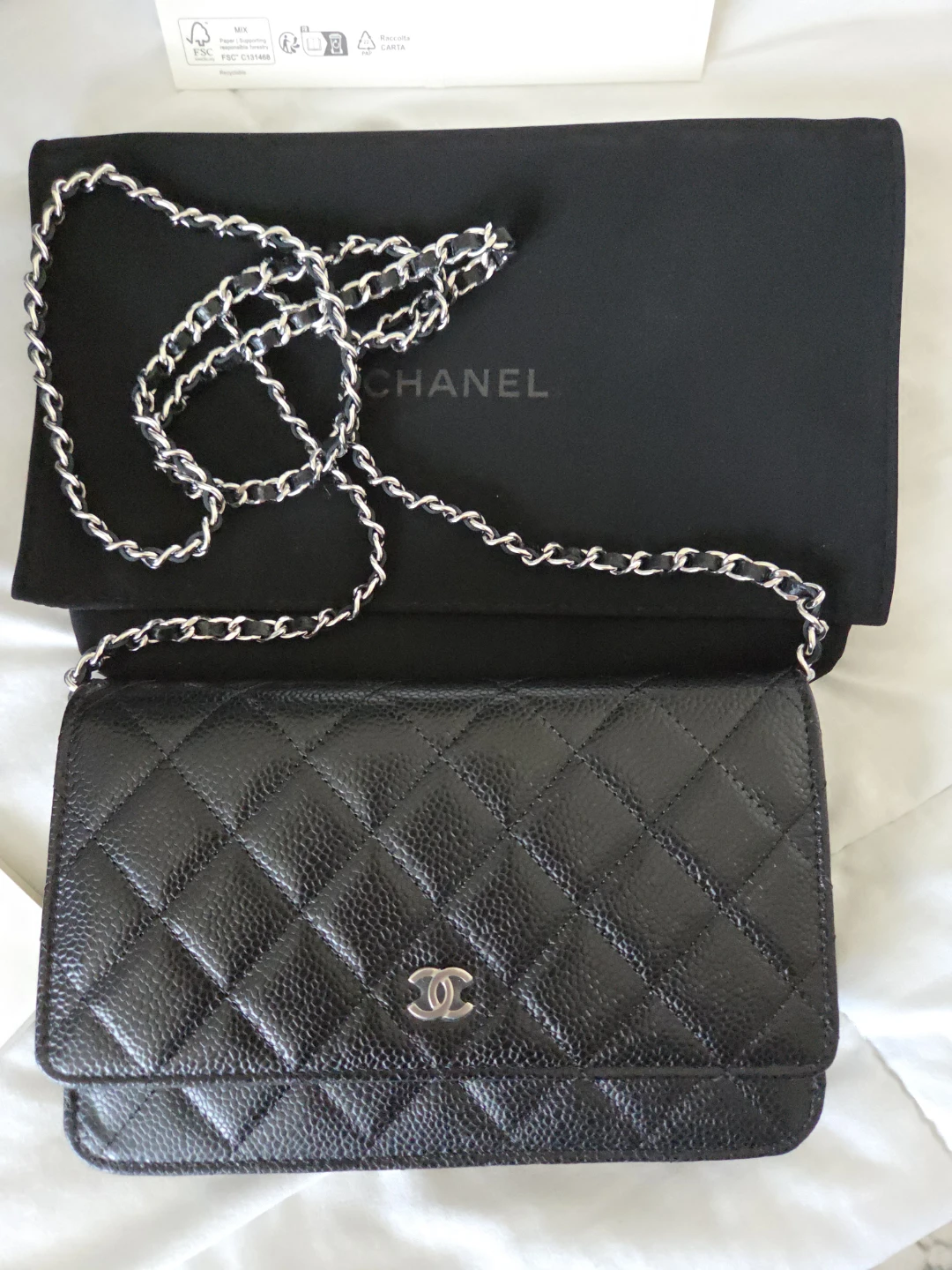 Chanel Quilted  Wallet on Chain in caviar