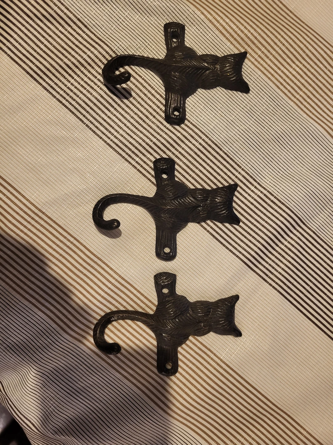 Set of 3 Black Cat Metal Hooks