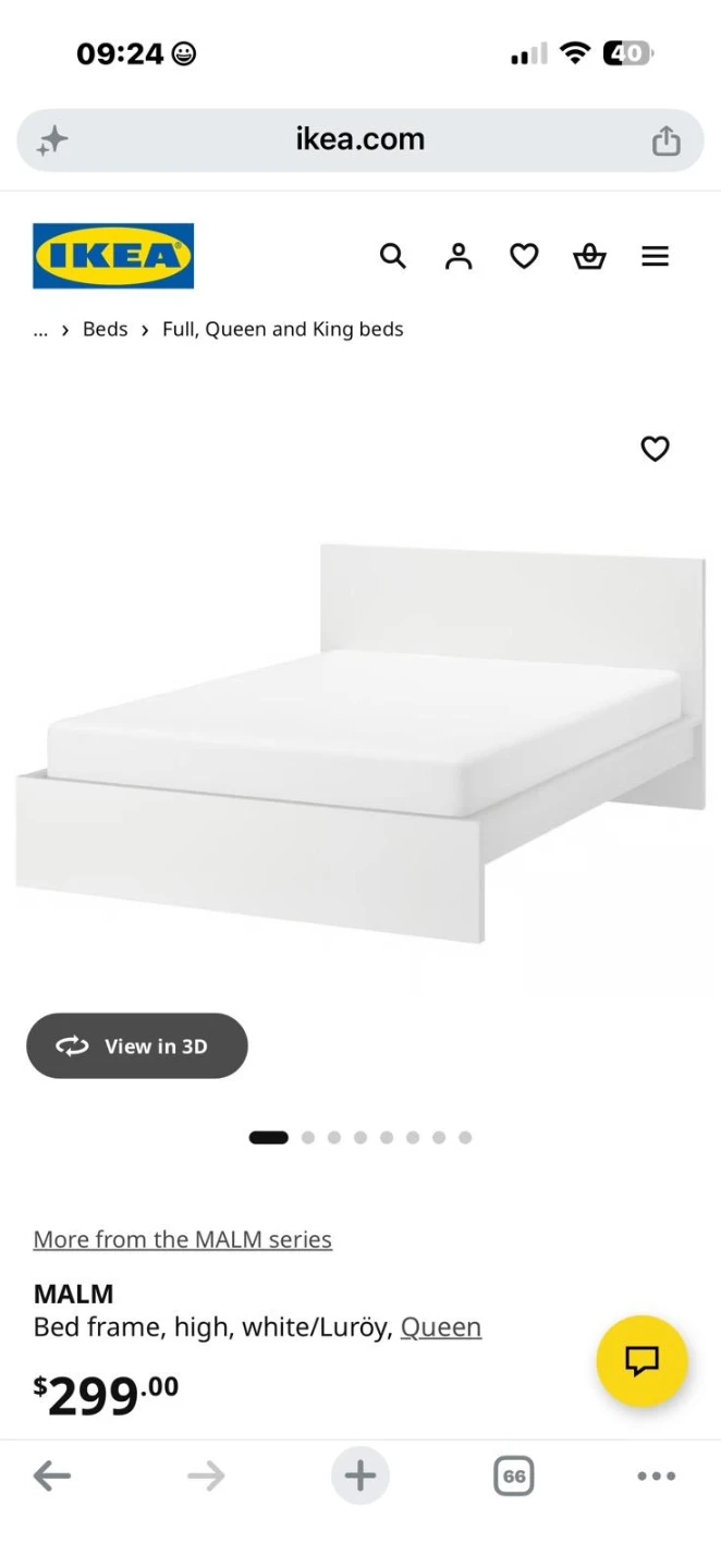 IKEA MALM Queen Bed Frame - White