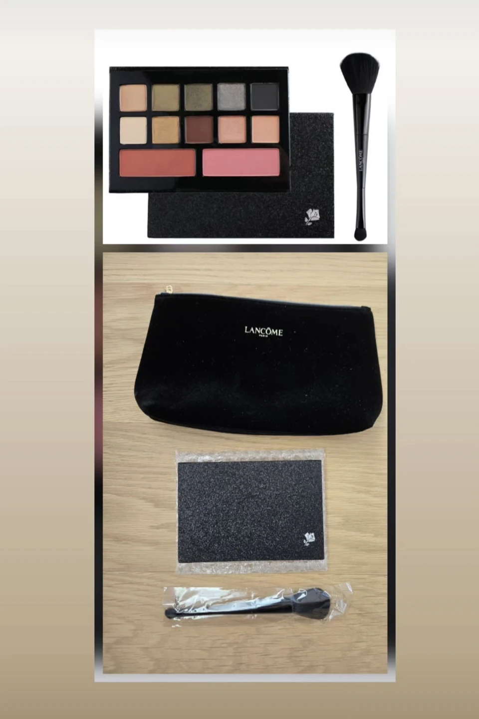 Lancôme Eye Shadow and Blush Palette Dual Brush Makeup Bag Pouch