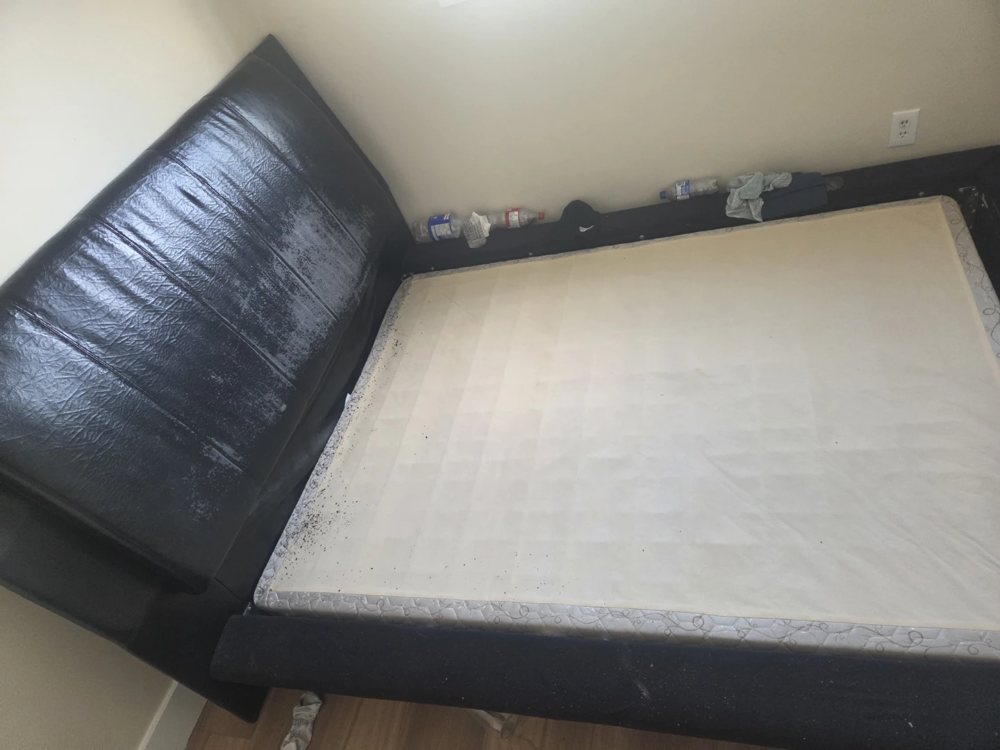 Black Faux Leather Headboard Platform Bed Frame