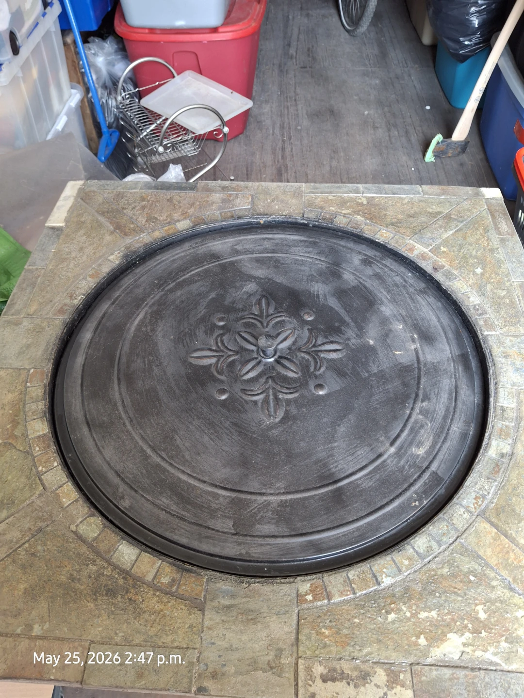 Outdoor Fire Pit with Stone Base and Lid - photo 5