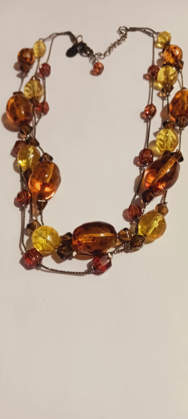 Multi-strand Amber Glass Beaded Necklace - photo 2
