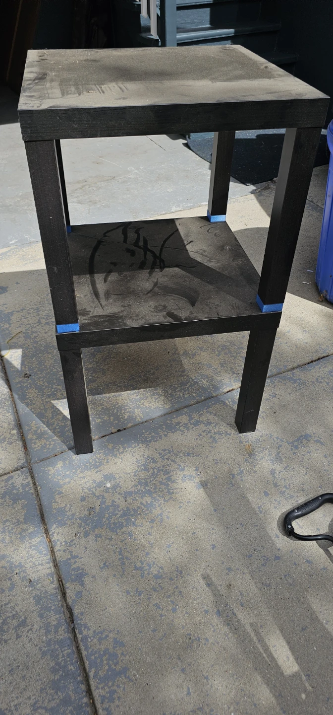 Black 2-Tier Side Table with Blue Feet - photo 2