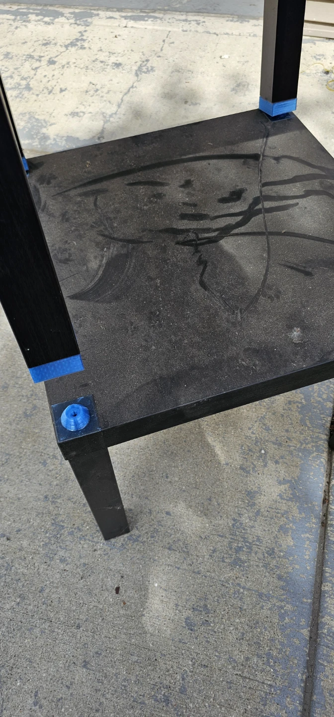 Black 2-Tier Side Table with Blue Feet - photo 3
