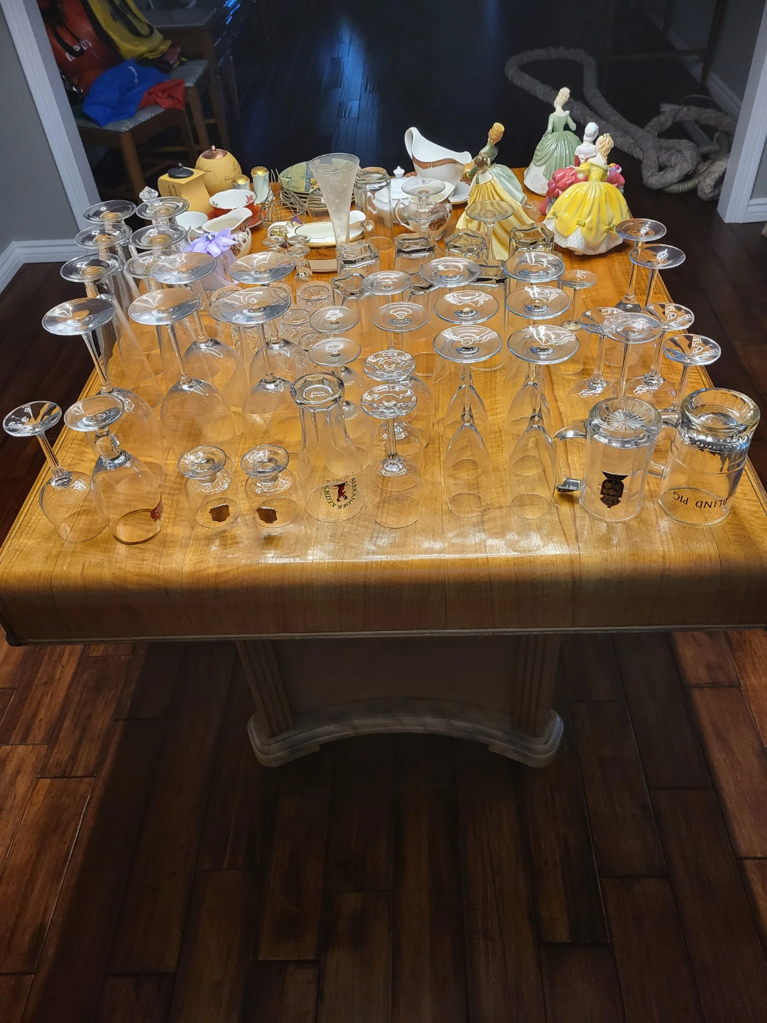 Duncan Phyfe Antique Dining Table & Vintage Wooden China Cabinet