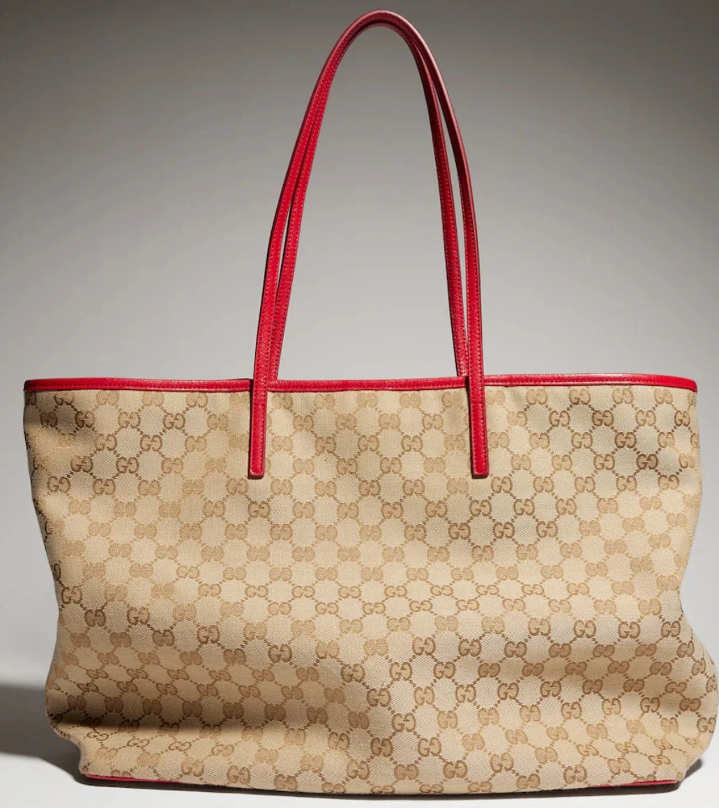 Gucci Monogram Tote Bag with Red Leather Trim - photo 4