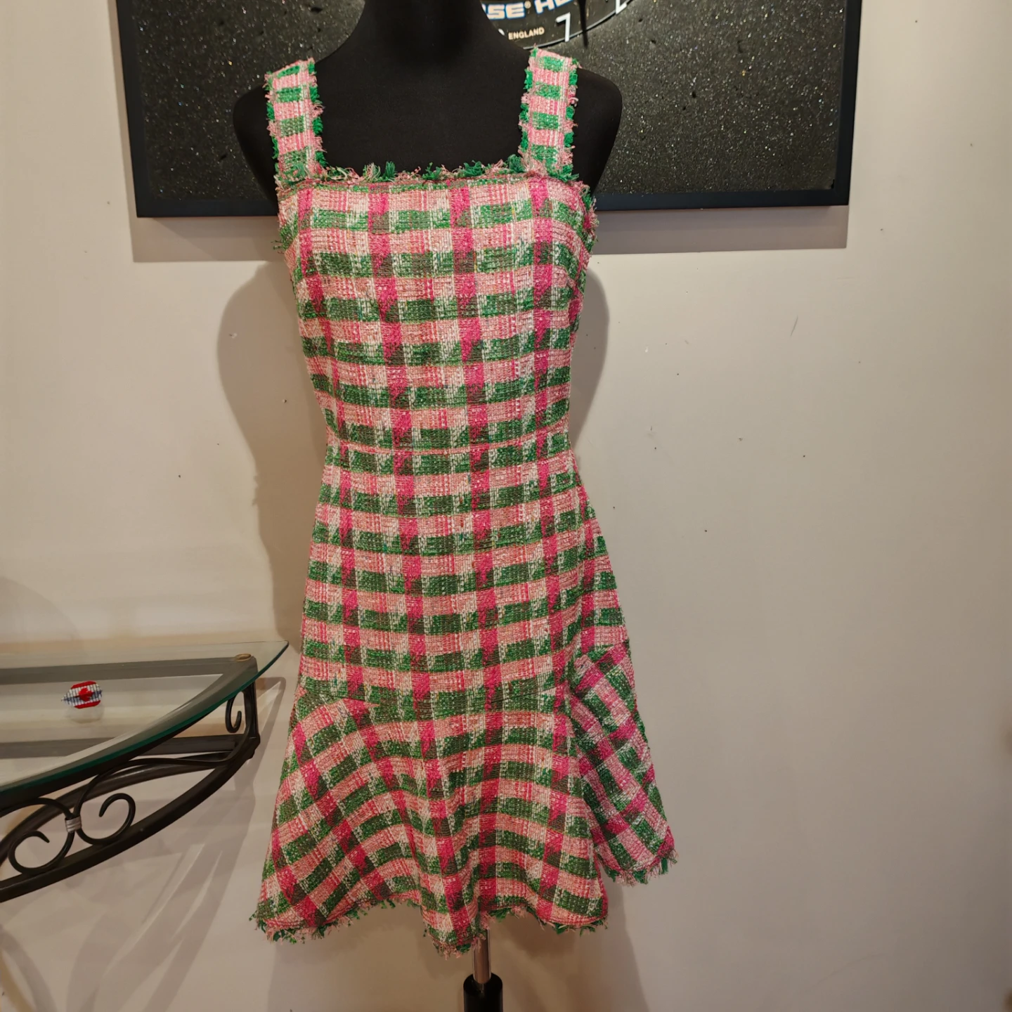 Kate Spade New York Pink & Green Plaid Tweed Dress Size 4 - photo 4