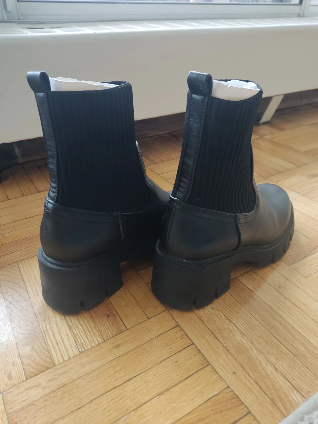 Black Chunky Heel Sock Boots - photo 2
