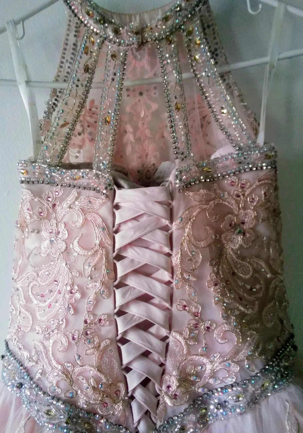 Pink Crystal Halter Neck Prom Dress - photo 2