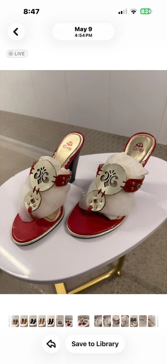 Dereon Red Thong Sandals with Embellishments - photo 3