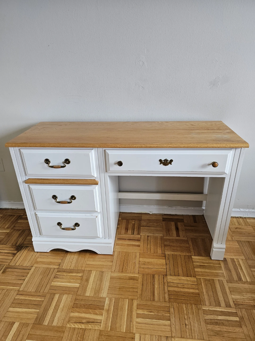 White and Wood Desk with Drawers