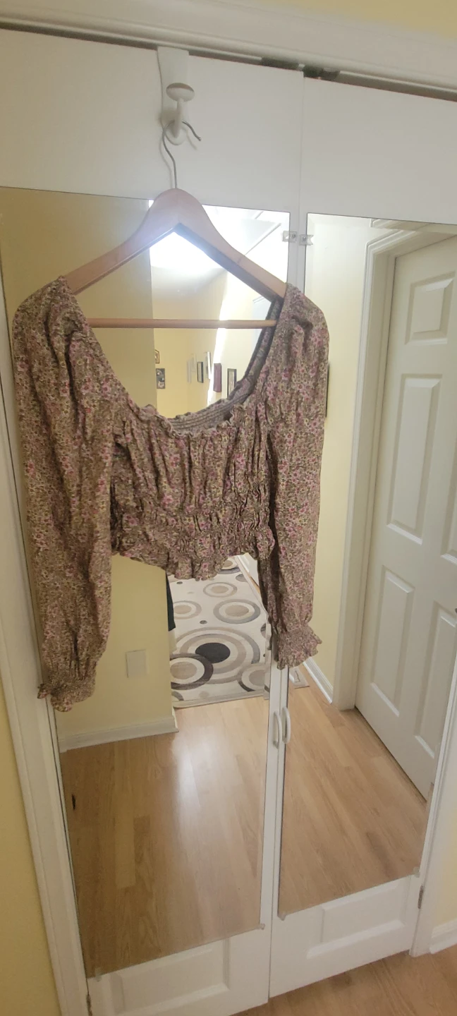 Women's Floral Print Cropped Square Neck Top