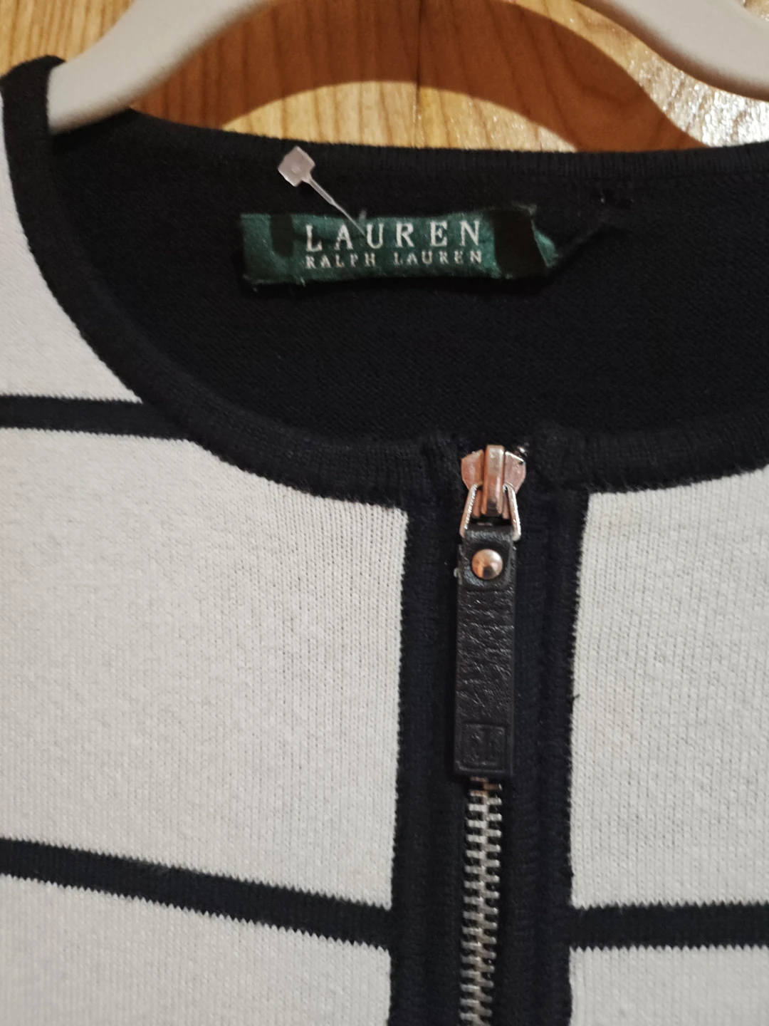 Lauren Ralph Lauren Black and White Grid Zip Cardigan - photo 2