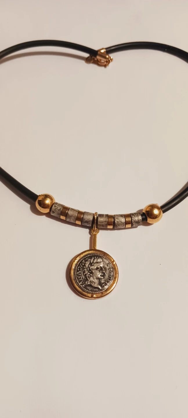 Vintage Roman French Coin Pendant with Necklace