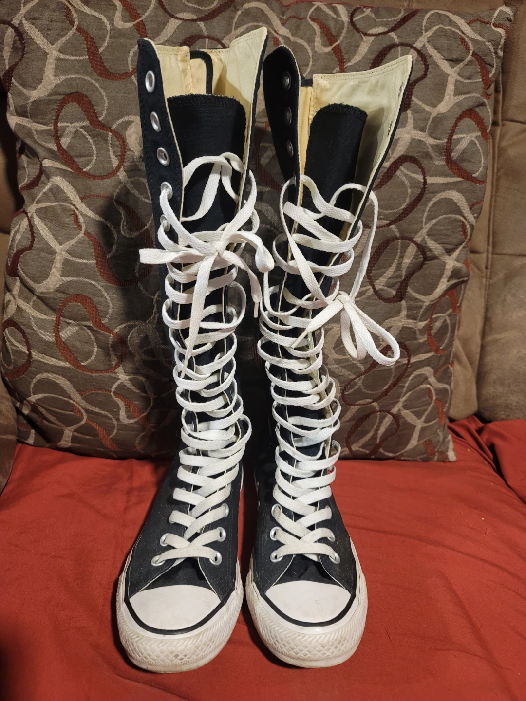 Converse All Star Knee-High Sneakers Boots Black White - photo 2