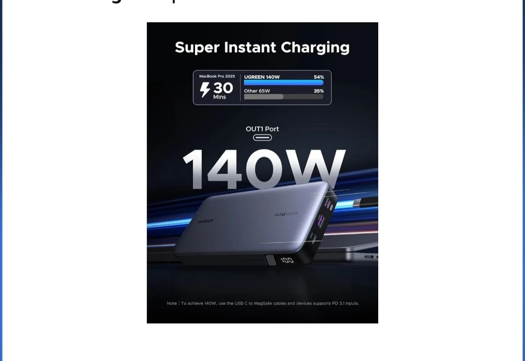 UGREEN 145W Laptop Power Bank 25000mAh - photo 2