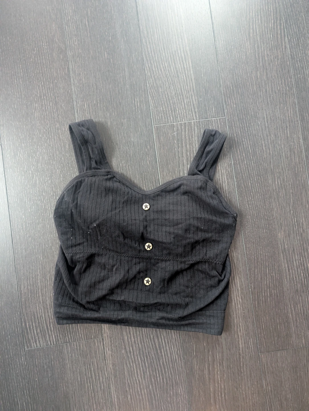 Black Ribbed Crop Top