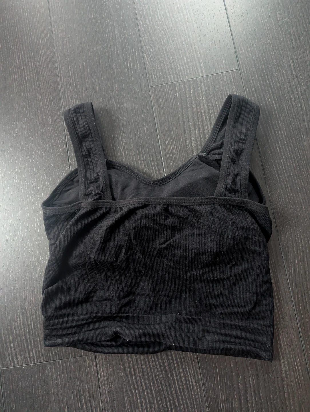 Black Ribbed Crop Top - photo 2