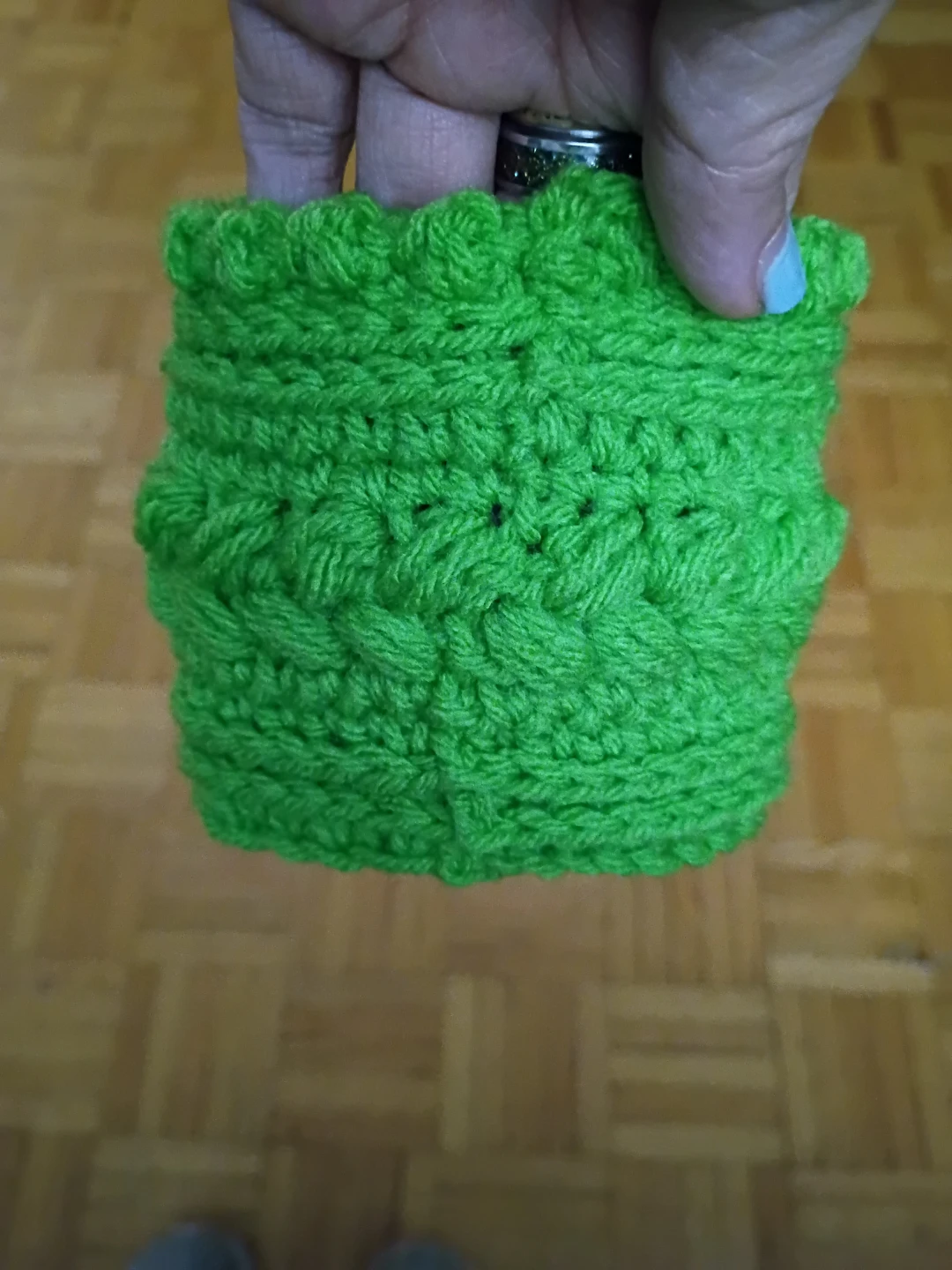 Handmade Crochet Frog Coffee Cozy - photo 3