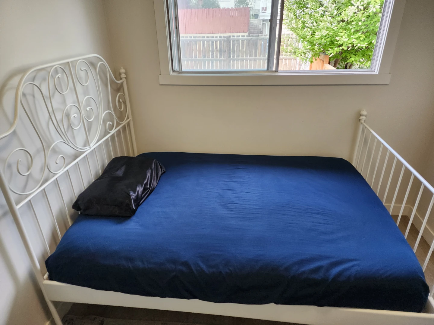 IKEA White Metal Bed Frame with Slats - photo 4