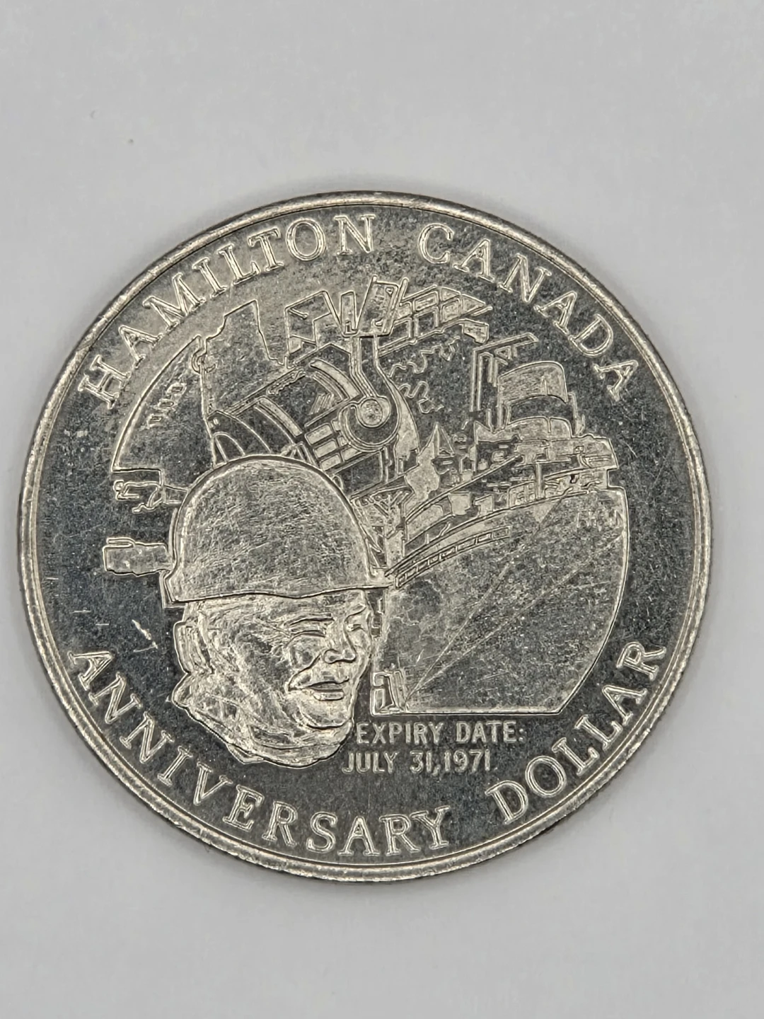 1971 Hamilton Ontario 125th Anniversary Trade Dollar Token - photo 2