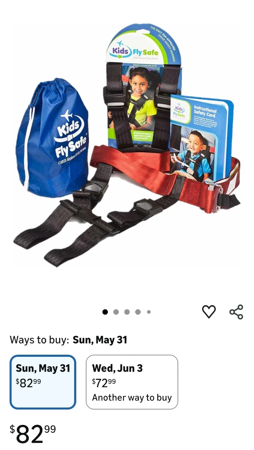 Kids Fly Safe Airplane Safety Harness (cash only)