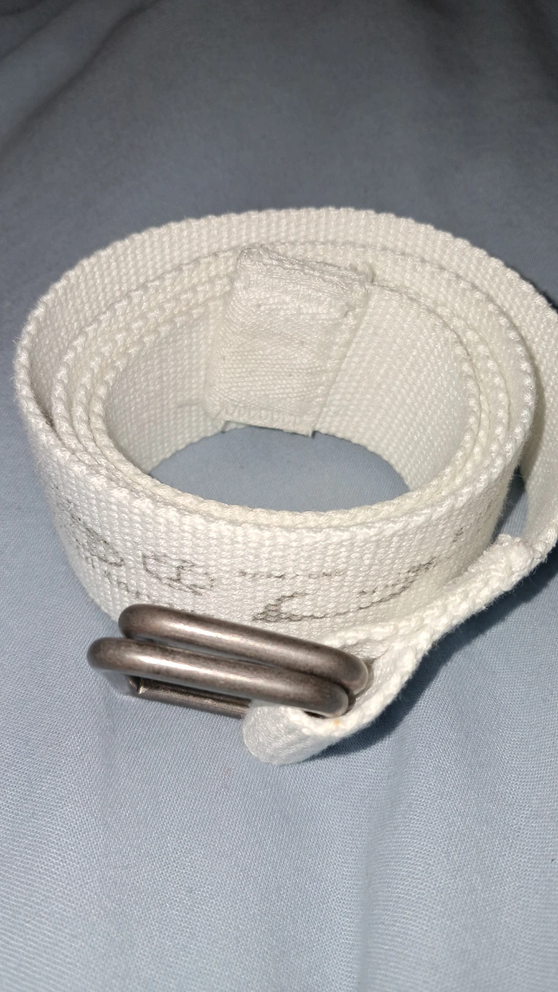White Canvas Belt with Double Ring Buckle - photo 3