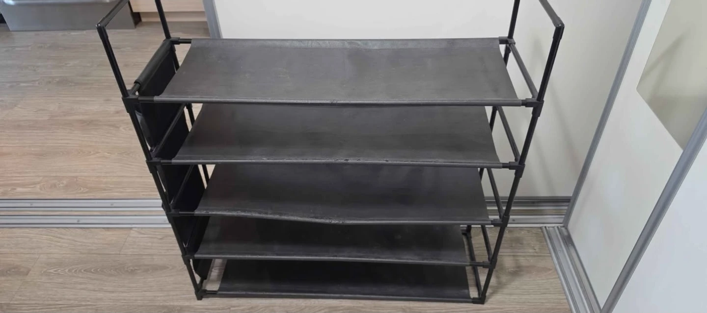 Black 5-Tier Shoe Rack with Side Pockets - photo 2