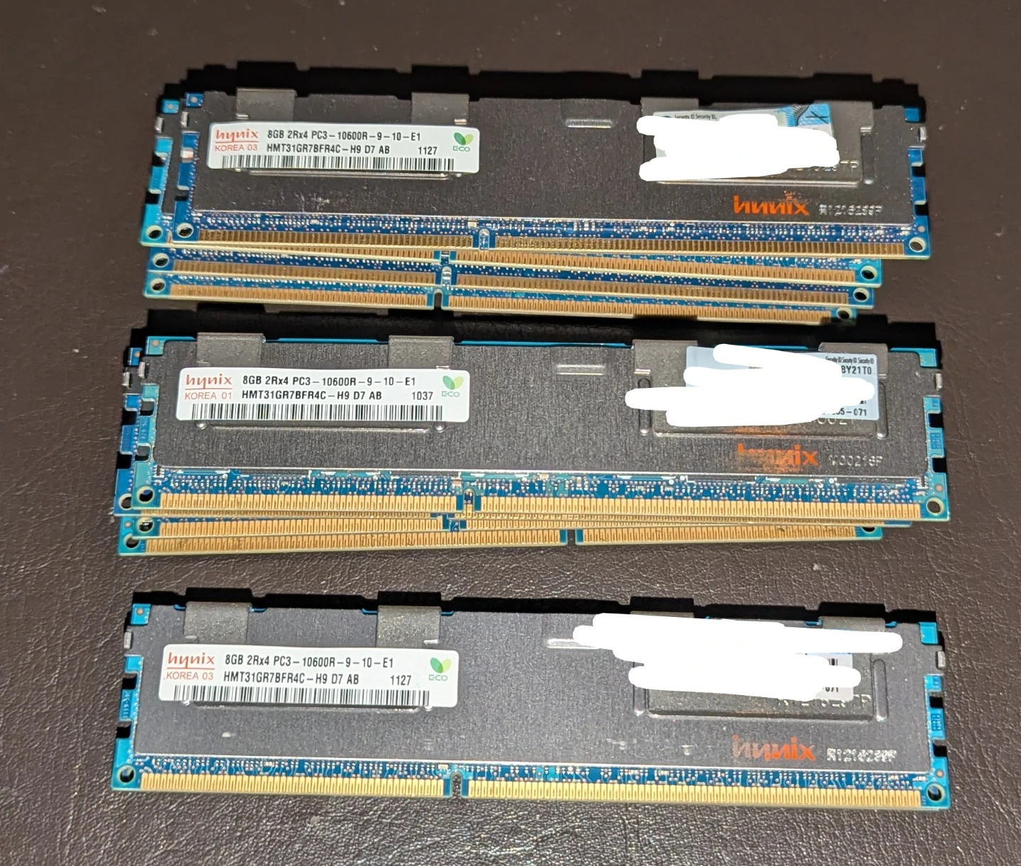 80GB = 10x Hynix 8GB PC3-10600R DDR3 ECC Server RAM