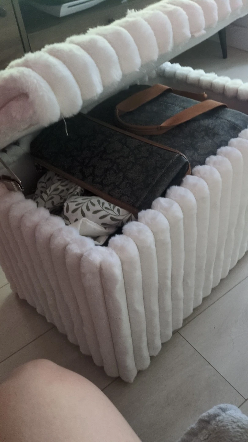 Used Faux Fur sofa+storage ottoman. - photo 5