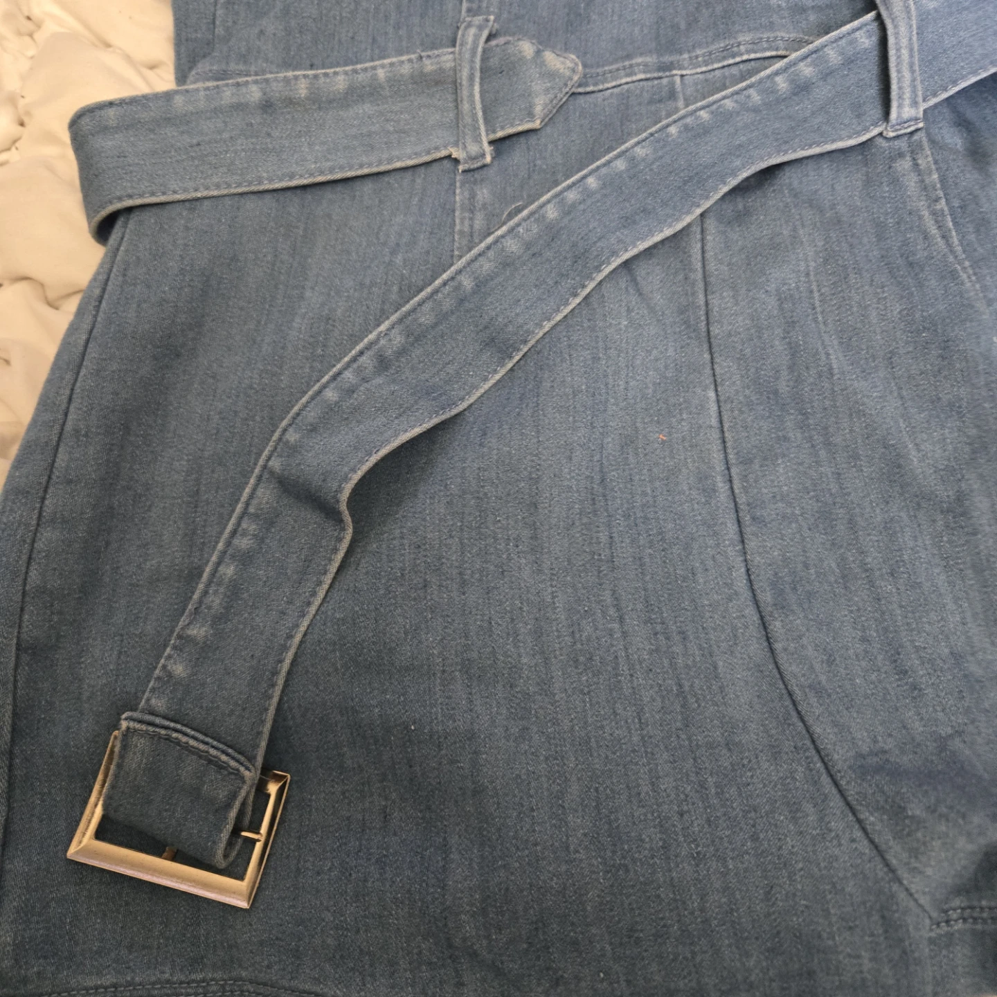 Denim Bustier Romper with Belt - photo 3