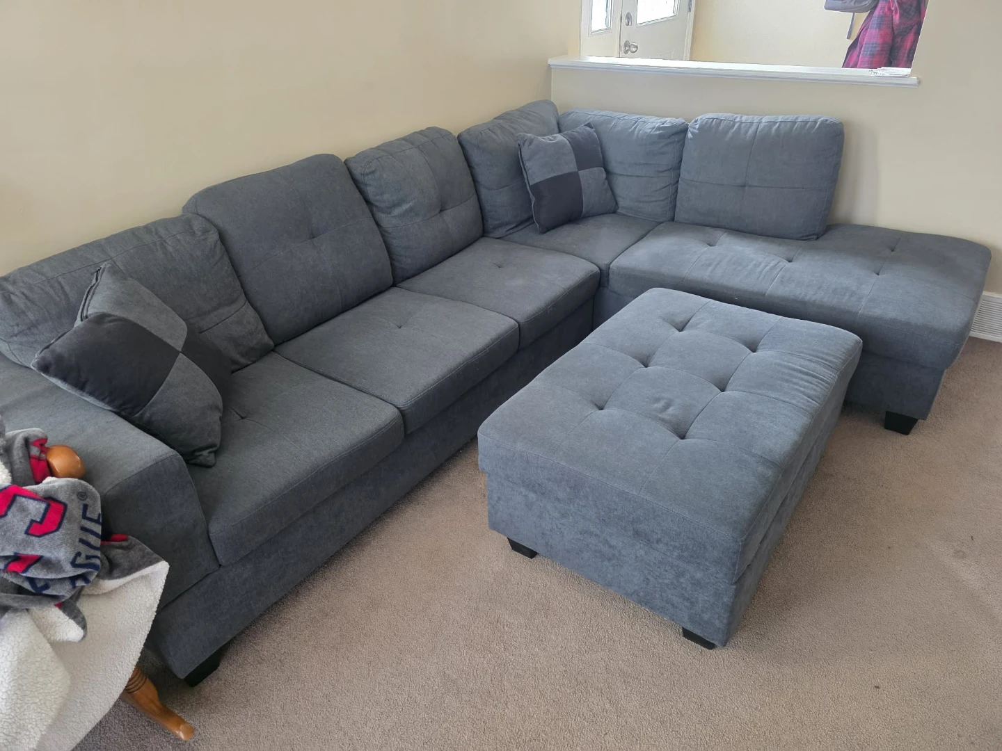 Grey Sectional Sofa with Storage Ottoman