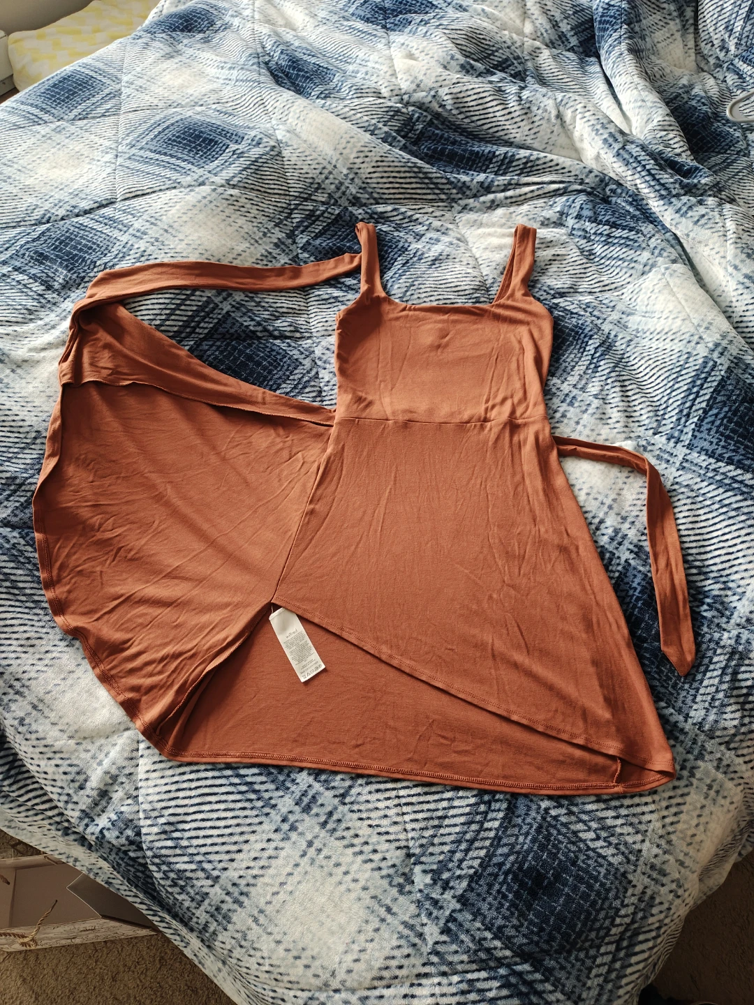 Wilfred Rust Knit Wrap Mini Dress - photo 4