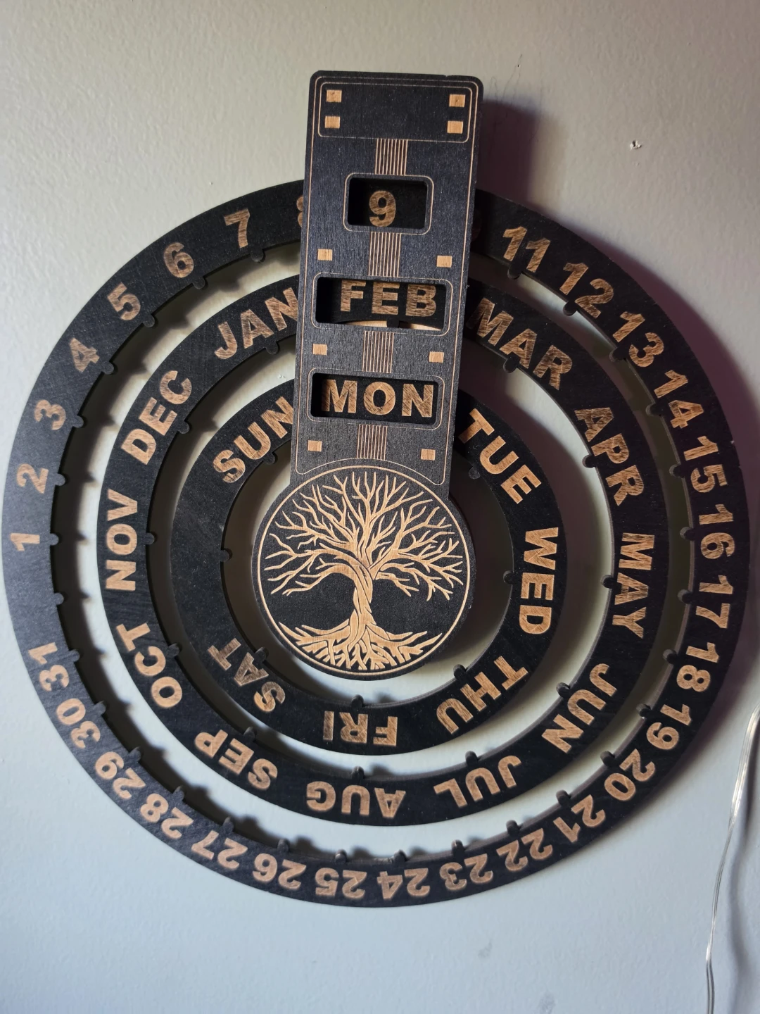 Wooden Perpetual Calendar with Tree of Life Design - photo 2