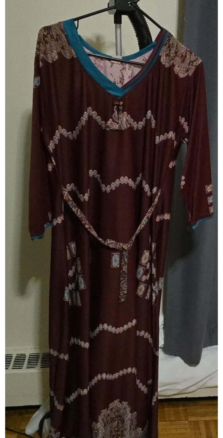 Maroon Maxi Dress with Pattern