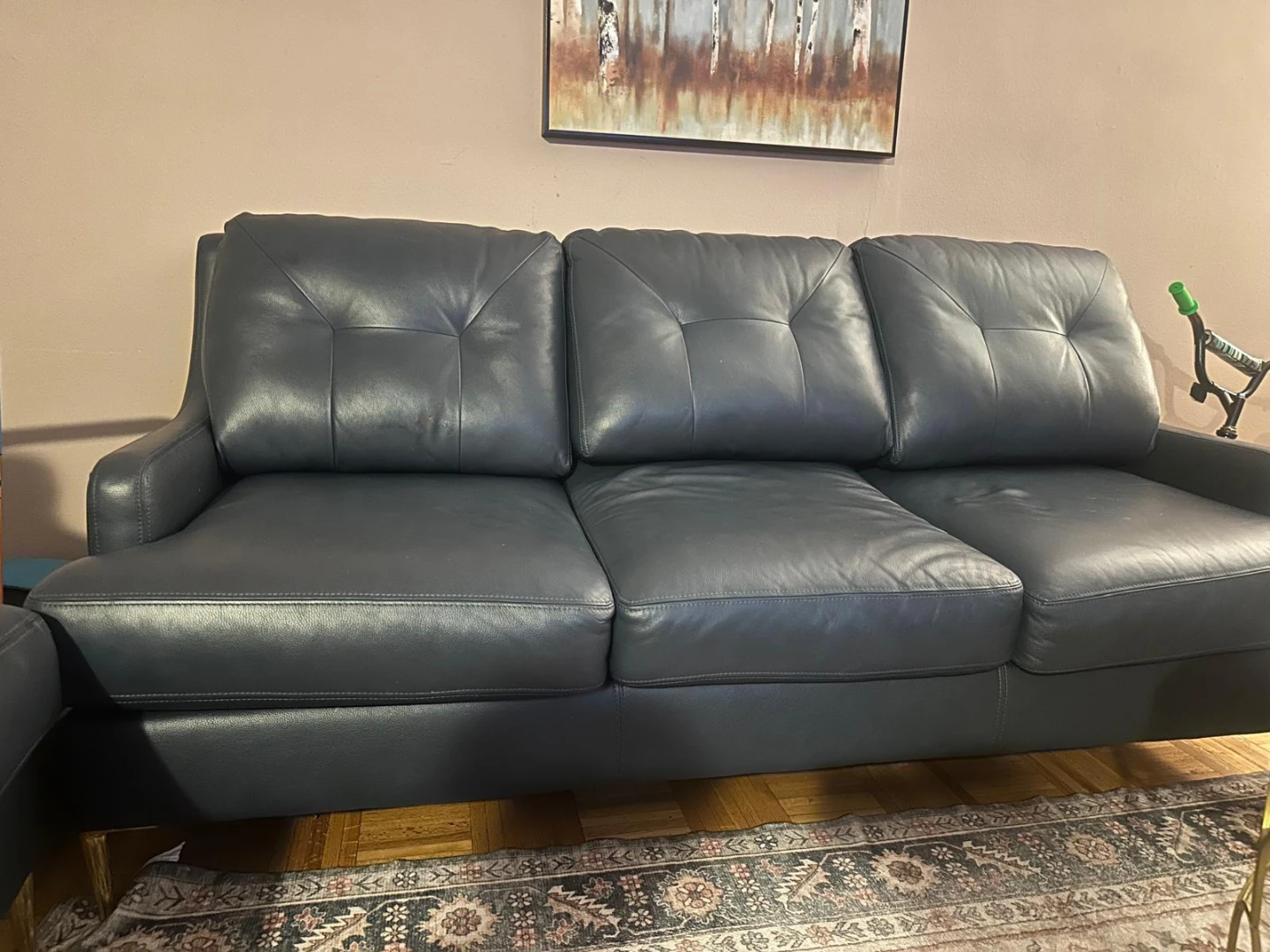 Dark Grey Leather Sofa - photo 2