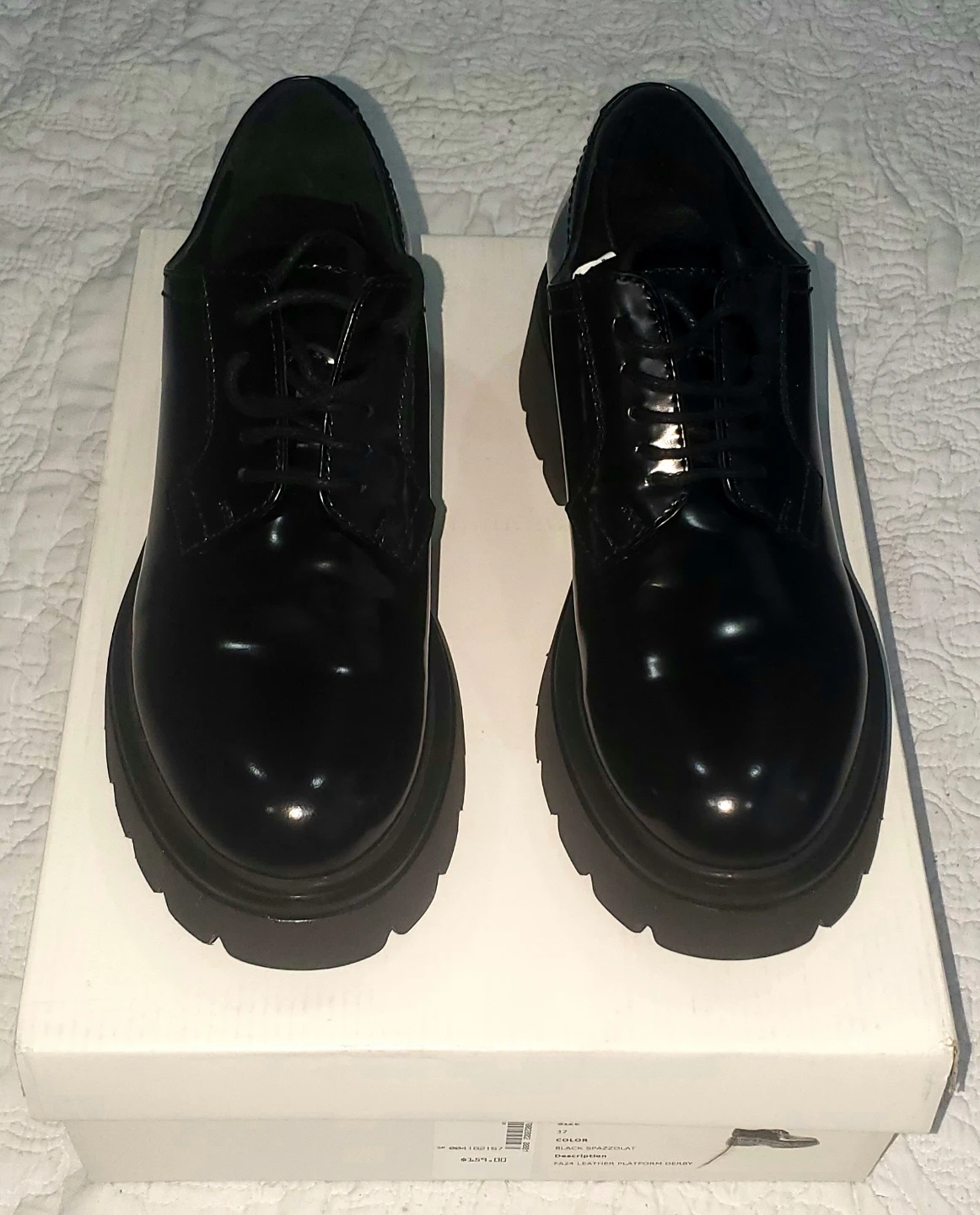 Simons Black Patent Leather Platform Shoes - Size 37