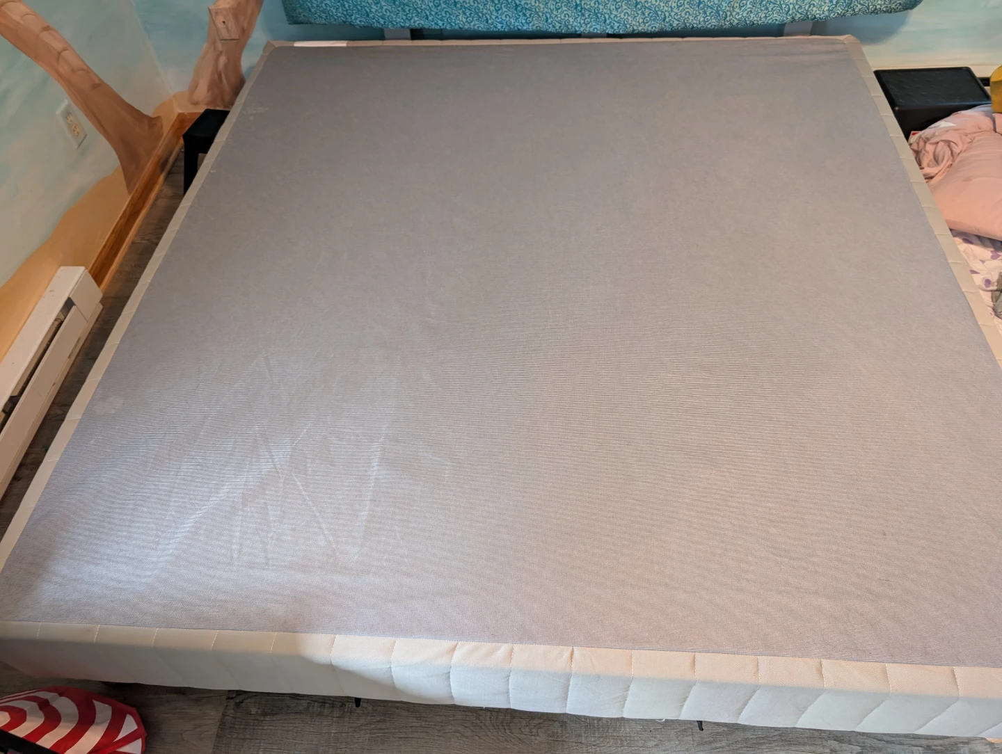 King size Metal bed frame with fabric cover