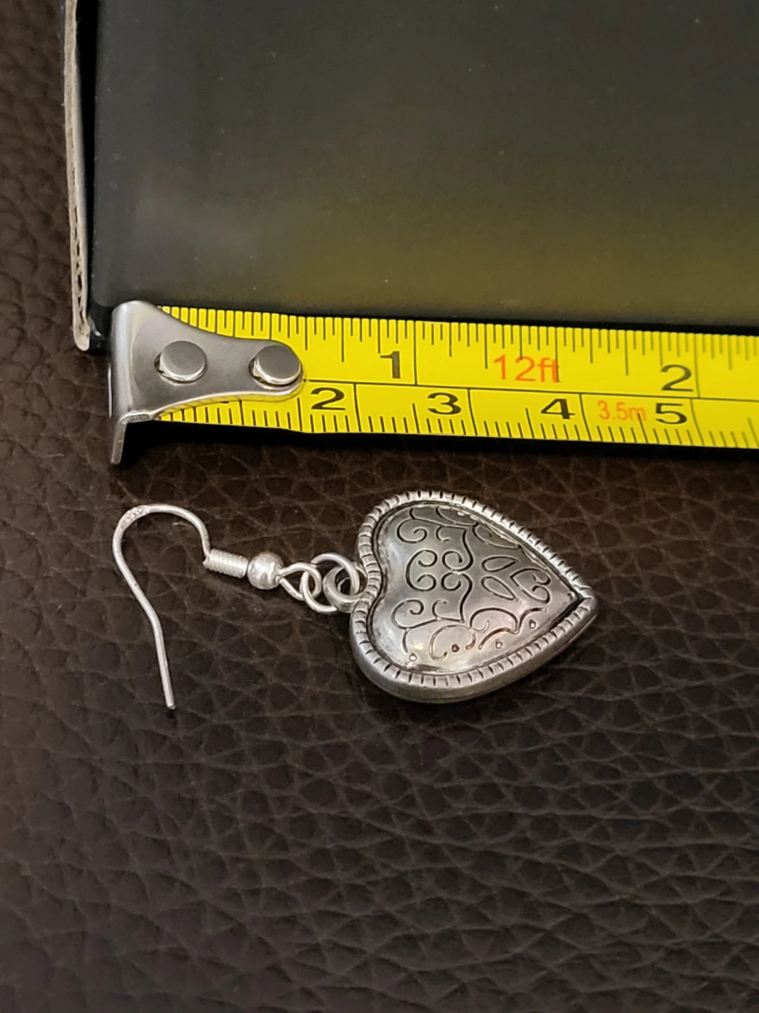 Vintage 925 Sterling Silver Hollow Heart Dangle Earrings - photo 3
