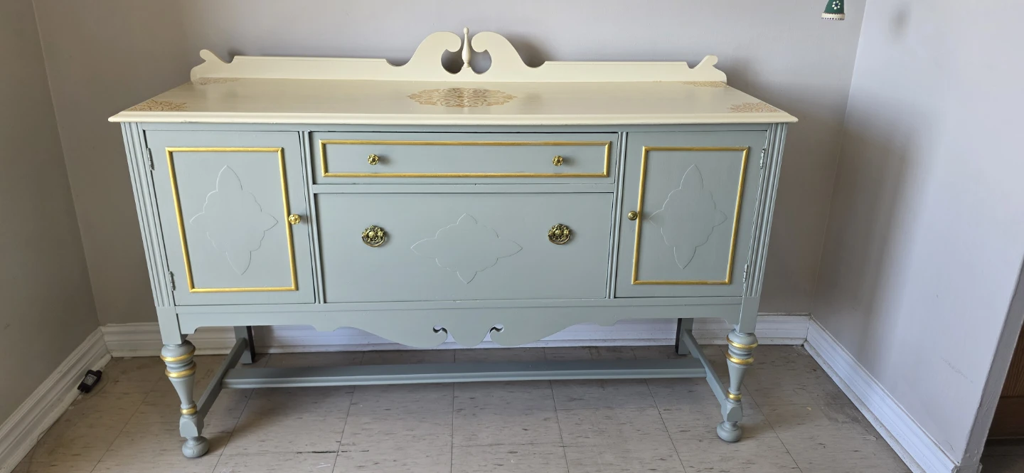 Vintage Blue and Cream Painted Sideboard/Buffet - photo 2