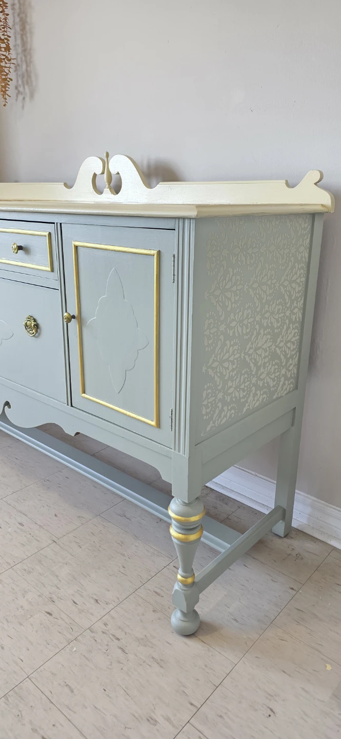 Vintage Blue and Cream Painted Sideboard/Buffet - photo 3