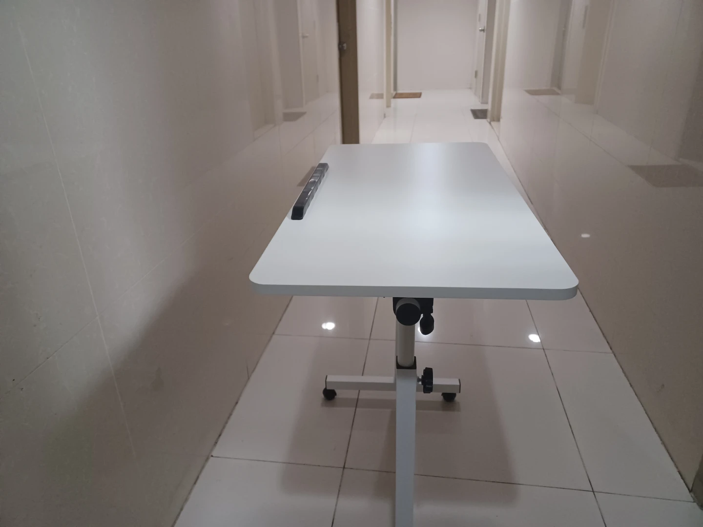 Temu - White Adjustable Height Rolling Table