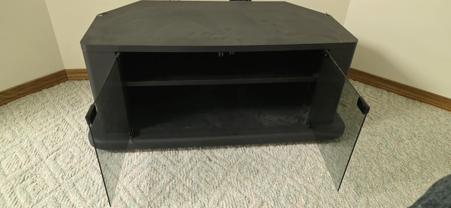 Black TV Stand with Glass Doors - photo 3
