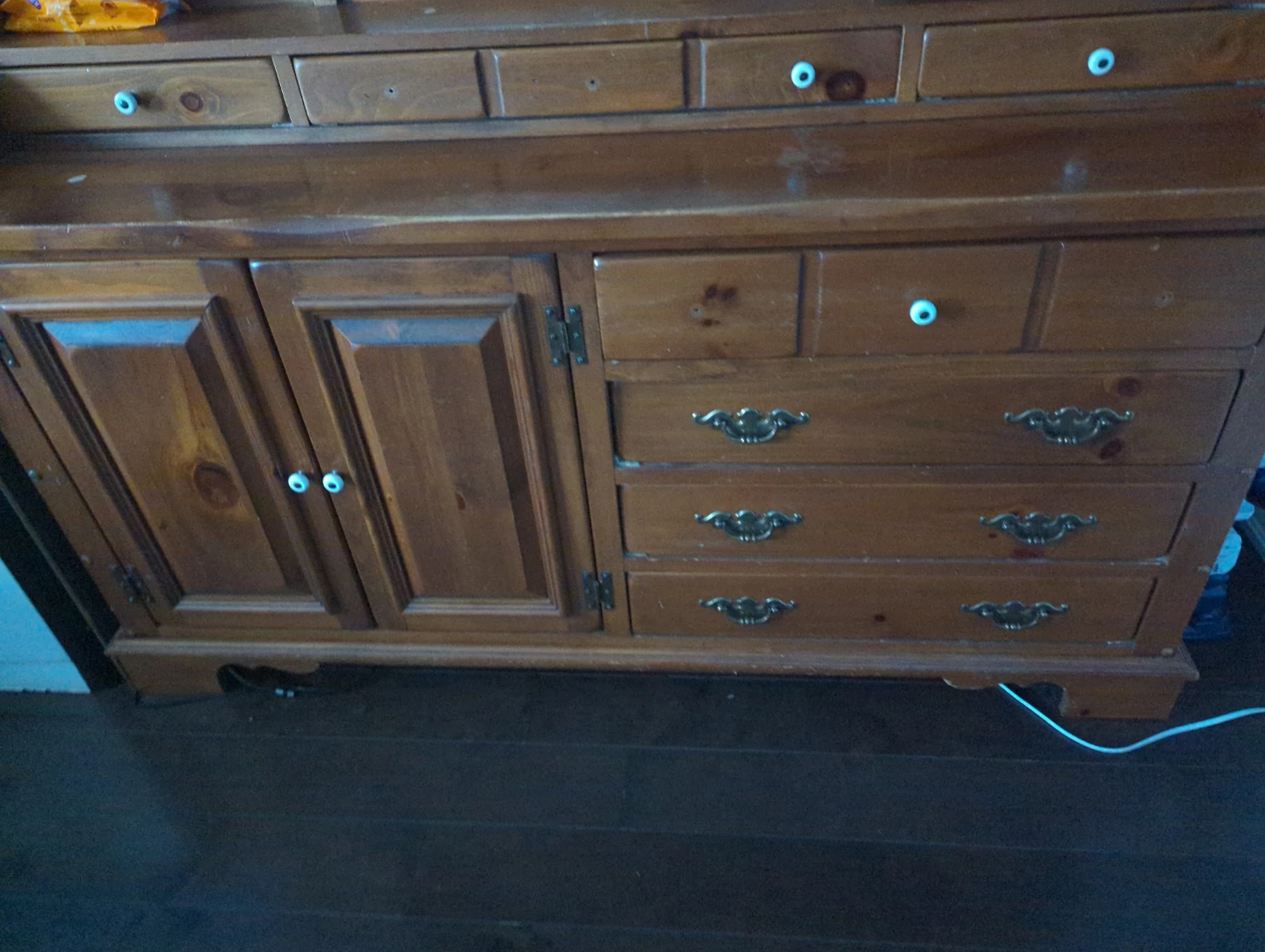 Wooden Dresser with Mirror and Hutch - photo 4
