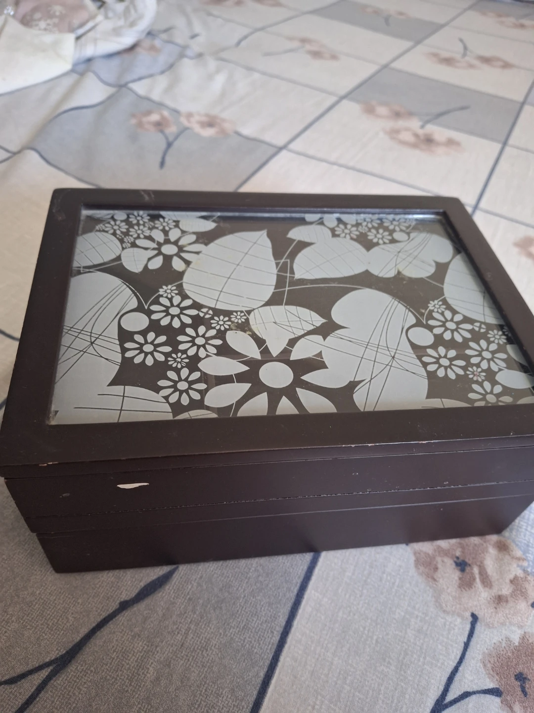 Wooden Jewellery Box with Glass Lid